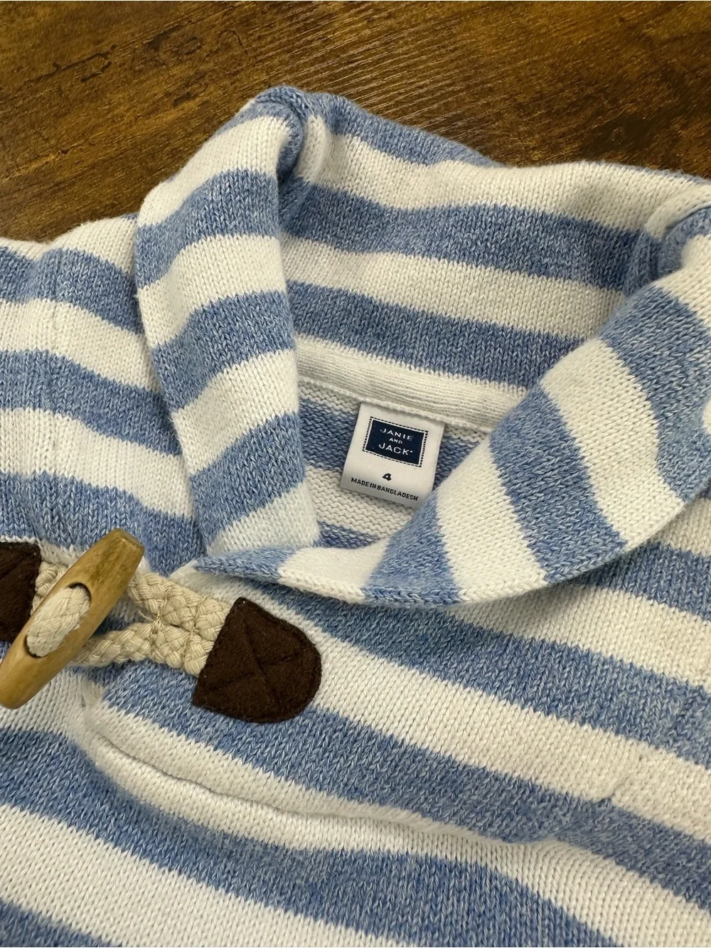 Janie and Jack Sky Stripe Shawl Collar Pullover Sweater, 4T - Picture 7 of 12